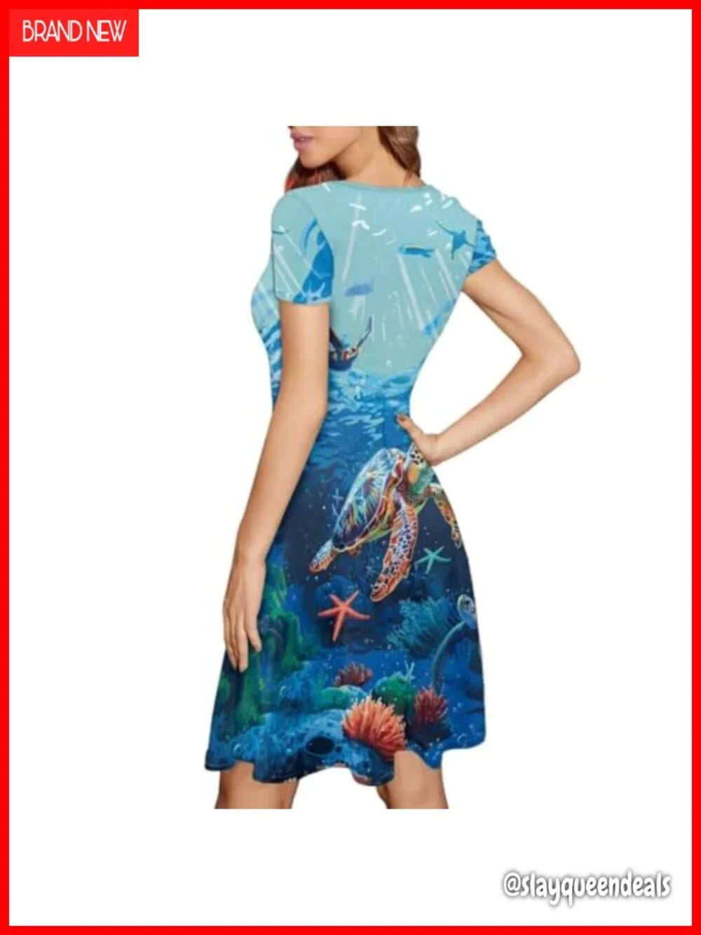 Plus Size Midi Dress Short Sleeve Summer Sundress Tunic Curved Hem